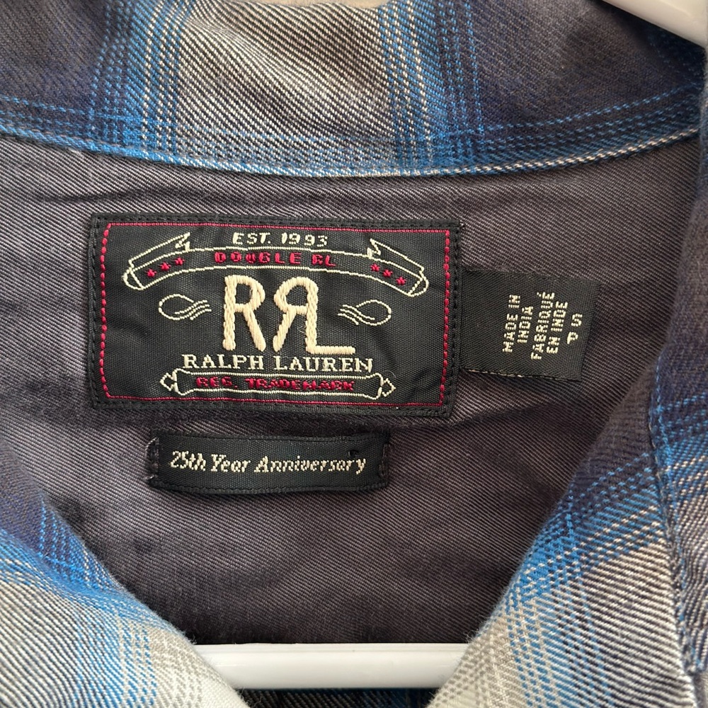 Double R Ralph Lauren RRL 25th Anniversary Plaid Shirt Men’s Size Small - Picture 5 of 10